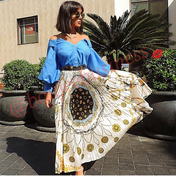 Zara Dresses & Skirts - ZARA Chain Print Pleated Skirt